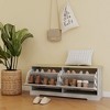 ORRD Shoe Storage Bench w/ 2 Flip Drawers & Adjustable Shelf - Antique White - Entryway, Hallway - 4 of 4