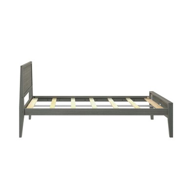 Clay Pine Wood Full Bed Frame with Panel Headboard