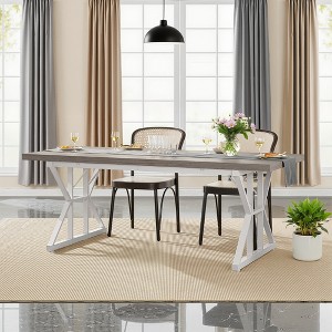 Lirago Gray 70.86" Farmhouse Dining Table Engineered Wood Metal Frame 31.49x70.86x29.52 6-Seater Kitchen Table - 1 of 4