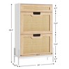 Freestanding Shoe Rack, Ratten Modern Flip Doors Shoe Storage Cabinet with 2 Adjustable Shelves and Drawer - 2 of 4