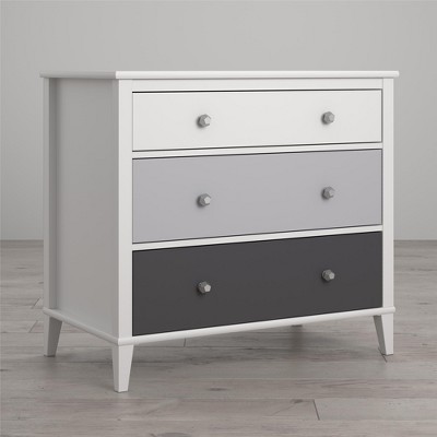 Monarch Hill Poppy 3 Drawer Dresser, White With Grey Drawers : Target