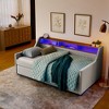 Twin Size Upholstered Sofa Bed with Three LED lights and Storage Adjustable Headboard for Bedroom or Guest Room - 2 of 4