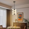 PAKOKULA Modern 10-Light Black Sputnik Chandelier with Swirled-Glass Orb Cluster Bubble Ribbed Glass - 4 of 4