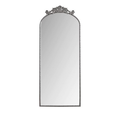 VYNXARIA Full Length Mirrors 58"x24" Arched Antique Silver Ornate Design for Bedroom and Living Room