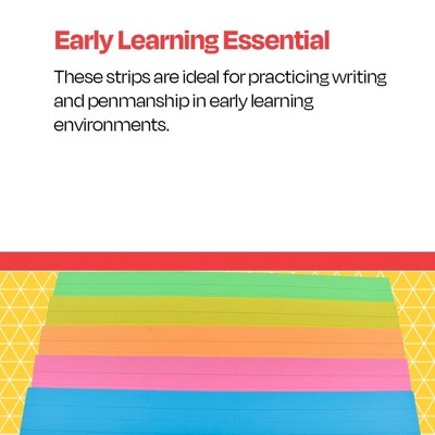 Assorted Neon Ruled Sentence Strips, 3 x 24 Inches, 90 lb Paper