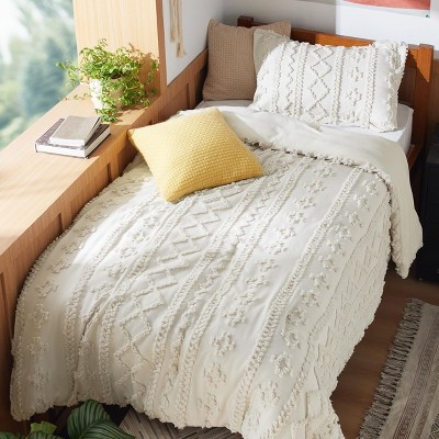 2-3 Pcs Tufted Boho Comforter Set Bed Set GentleSoft Farmhouse Shabby Chic Embroidery Bedding