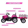 12V Kids Battery Powered Electric Tractor with Trailer, Ride On Car w/Remote Control, 7-LED Headlights, for Kids 3-6 Years - 4 of 4