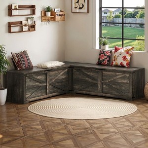 L-Shaped Storage Bench with Storage Wooden Storage Chest for Living Room Bedroom - 1 of 4