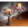 Haute Decor 2pk Frosted Adjustable Candle Ring Artificial Swag Silver: Fits 3-4.5" Pillar, Unlit PVC Decoration - 4 of 4