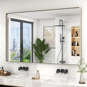 KIOTEE Rectangular Aluminum Alloy Framed and Tempered Glass Wall Bathroom Vanity Mirror in Matte Black - 1 of 4