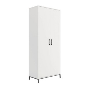 North Avenue Storage Cabinet White - Sauder: 4 Adjustable Shelves, Metal Base - 1 of 3
