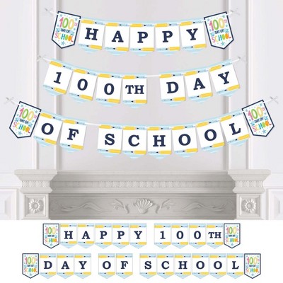 Big Dot of Happiness Happy 100th Day of School - 100 Days Party Bunting Banner - Party Decorations - Happy 100th Day of School