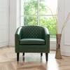 KINWELL PU Leather Tufted Barrel Chair Club Armchair with Nailheads - 2 of 4
