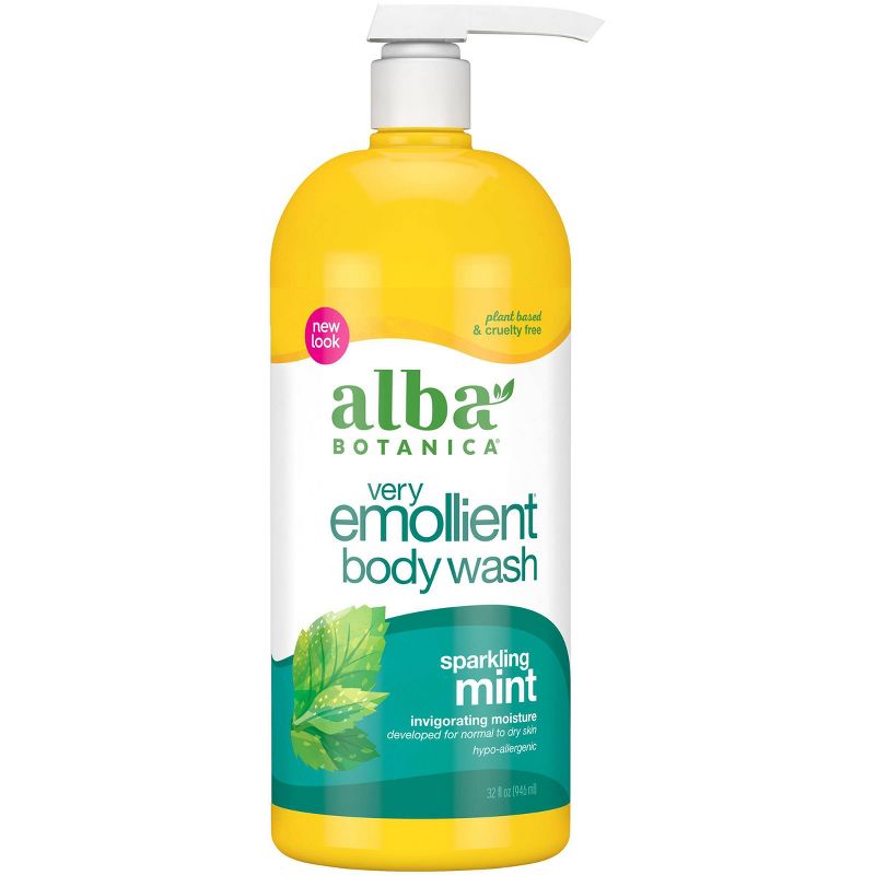 Alba Botanica Very Emollient Sparkling Mint Bath &#38; Shower Gel - 32 fl oz (1qt) Bottle, 1 of 4