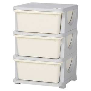 FONTOI 3 Tier Kids Storage Unit with Drawers Chest for Boys Girls Toddlers, Toy Organizer Tower for Nursery Kindergarten, White, 14.5"*22.3"*14.5" - 1 of 4