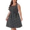 Agnes Orinda Women's Plus Size Self Tie Waist Sleeveless Date Floral Midi A Line Dresses - 2 of 4
