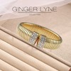 Ribbed Stretch Bangle Bracelet for Women Stainless Steel Cubic Zirconia Cuff Ginger Lyne Collection - 2 of 4
