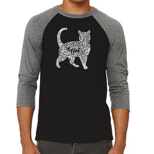 LA Pop Art Men's Raglan Baseball Word Art T-shirt - Cat - 1 of 4