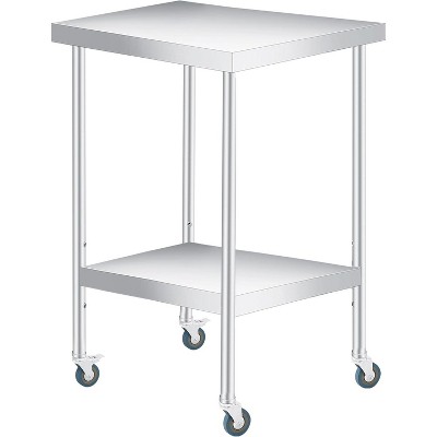 Stainless Steel Work Table with Adjustable Undershelf - Heavy Duty Metal Prep Table for Commercial Kitchen, Restaurant, Hotel