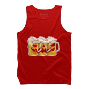 Men's Design By Humans Halloween Jack O Lantern Beer Drinking By RedBirdLS Tank Top - 1 of 3