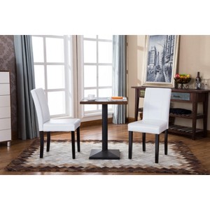Roundhill Urban Style Solid Wood Faux Leather Parsons Chair, White, Set of 2 - 1 of 4