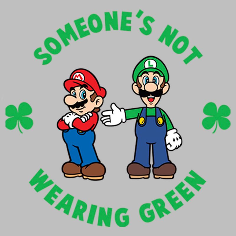 Men's Nintendo Super and Luigi St. Patrick's Day Not Wearing Green Long Sleeve Shirt, 2 of 5