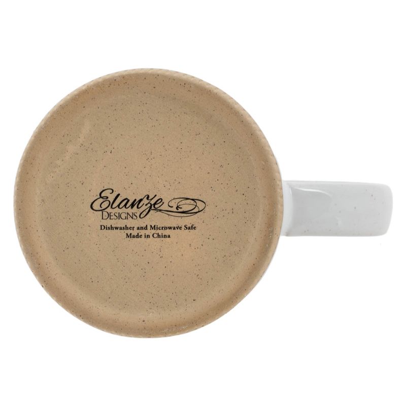 Elanze Designs High Gloss Raw Clay Bottom 15 ounce Ceramic Stoneware Coffee Mugs Set of 4, White, 4 of 6