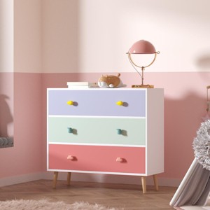 KTMBDW Kids 3 Drawer Dresser, Baby Nightstand for Bedroom, Storage Cabinet for Toddler Child for Living Room, Closet, Apartment - 1 of 4