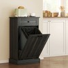 Kitchen Tilt Out Trash Bin Cabinet Free Standing Recycling Cabinet Trash Can Holder With Drawer - 2 of 4