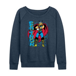 Women's - Marvel - Thor Fathor Lightweight French Terry Wide Neck Long Sleeve Shirt - 1 of 4