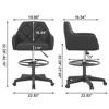 VECELO Home Office Desk Chair PU Leather Office Chair With Height Adjustable Seat Ergonomic Swivel Stool with Back and Arm Black/Beige/Gold - 3 of 4