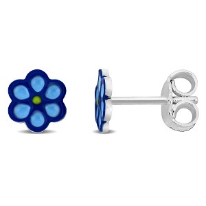 EVERLY JEWELRY | Sterling Silver Enamel Flower Stud Earrings– Multiple Enamel Color Options - 1 of 4