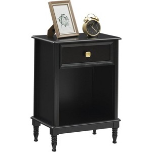 Rattan Nightstand – Boho Accent Table with Rattan Drawers & Metal Legs - 1 of 4