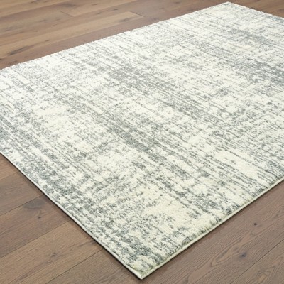 Ivory and Gray High Pile Abstract Area Rug