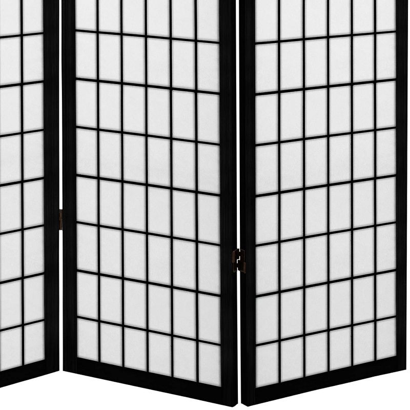 6 ft. Tall Canvas Window Pane Room Divider - Black (3 Panels), 4 of 6