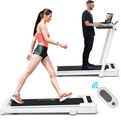 Costway 2.25HP 3-in-1 Folding Treadmill W/Table Speaker Remote Home Office White