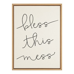 Kate and Laurel Sylvie Bless This Mess Framed Canvas by Maggie Price, 18x24, Natural - 1 of 4