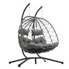 Coolbibila-Egg Chair With Stand, Swing Chair Patio With Cushions, Wicker Hanging Egg Chair, Hanging Basket Chair With Stand - 2 of 4