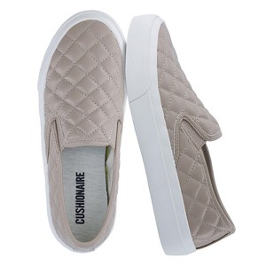 CUSHIONAIRE Faze Women’s Quilted Slip-On Sneaker – Faux Leather Casual Shoe with Memory Foam Insole & Rubber Outsole - 1 of 4