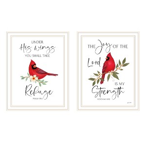 2Piece Vignette The Lord is MY Strength Red Cardinals White Framed Wall Art for Living Room,for Home Decor by Annie Lapoint - 1 of 4