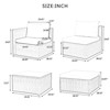 GlasFlength 5PCS Patio Seating Rattan Furniture Set Sectional Sofa Cushioned Garden, Tempered Glass Table, White, 28.94"*28.55"*24.8" - 3 of 4