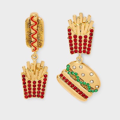 SUGARFIX by BaubleBar BBQ Bite Statement Earrings - Gold/Red