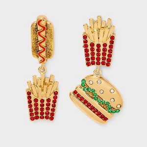 SUGARFIX by BaubleBar BBQ Bite Statement Earrings - Gold/Red - 1 of 2