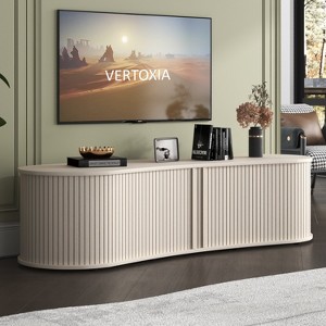 Galano Curved TV Stand with Sliding Doors, 59.1" W x 17.7" D x 14.9" H - 1 of 4