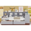 Vynxaria Twin Size Wooden L-Shape Daybed Frame with Storage 3 Cabinets and 2 Drawers,Study Desk and Built-in Bookshelf - 4 of 4