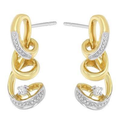 Haus of Brilliance Espira 10K Two Tone Gold Round cut Diamond Earring