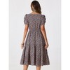 Allegra K Women's Floral Dresses Square Neck Puff Short Sleeves Tiered Ruffled Hem Dress - 4 of 4