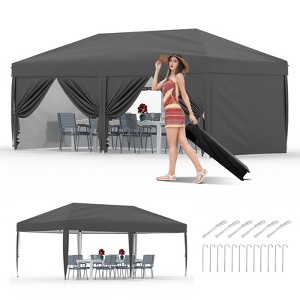 10x20 ft Heavy-Duty Pop-Up Outdoor Canopy with 6 Walls, 3 Heights. Includes Bag, Weights, Stakes & Ropes - 1 of 4