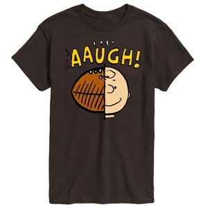 Men's - Peanuts - C Brown Half Football Head Short Sleeve Graphic T-Shirt - 1 of 4