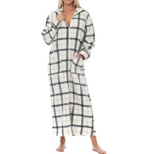 ADR Women's Zip Up Robe Fleece Soft Warm Plush Oversized Zipper Bathrobe - 1 of 3